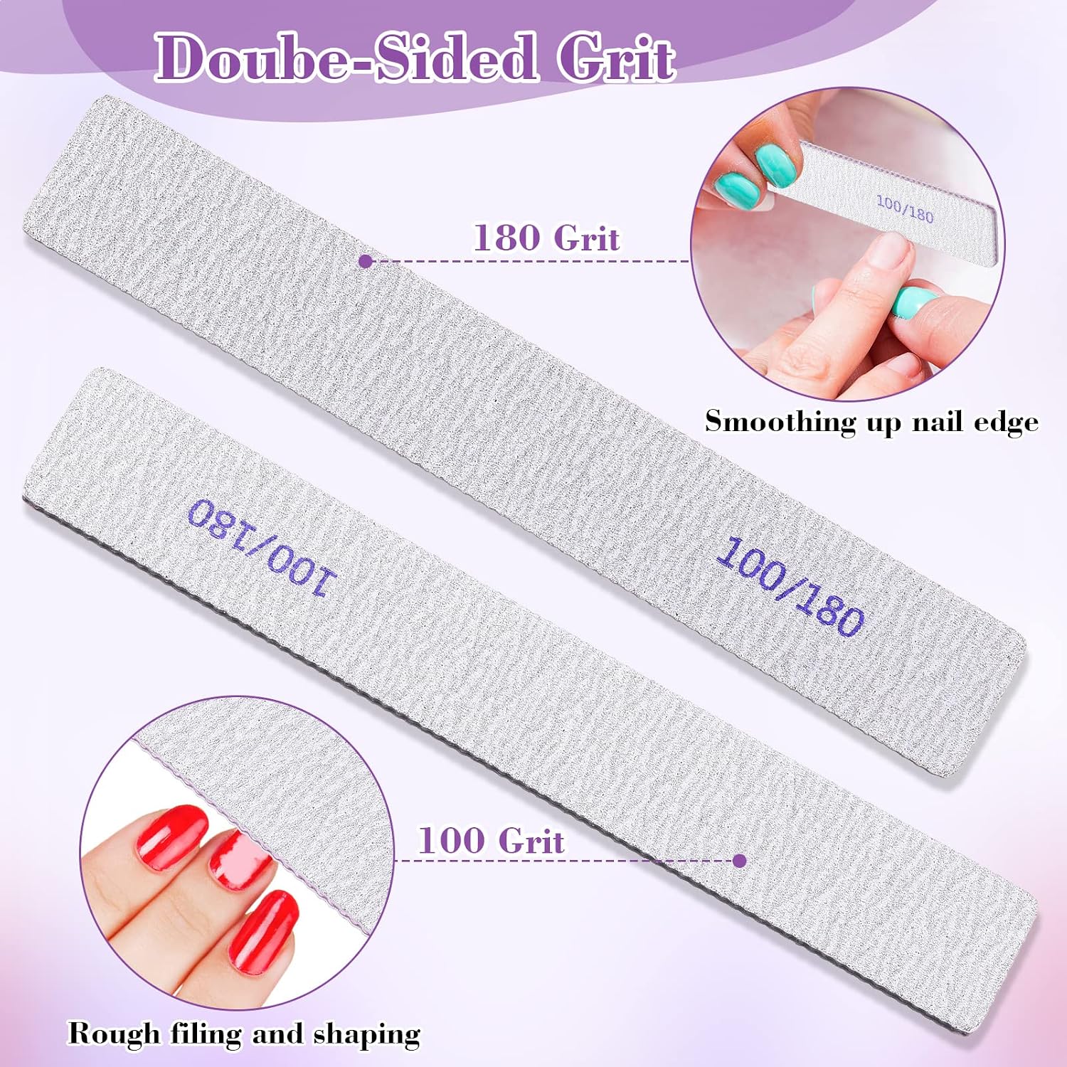 Stack of 100/180 grit double-sided emery nail files with rounded corners - 3