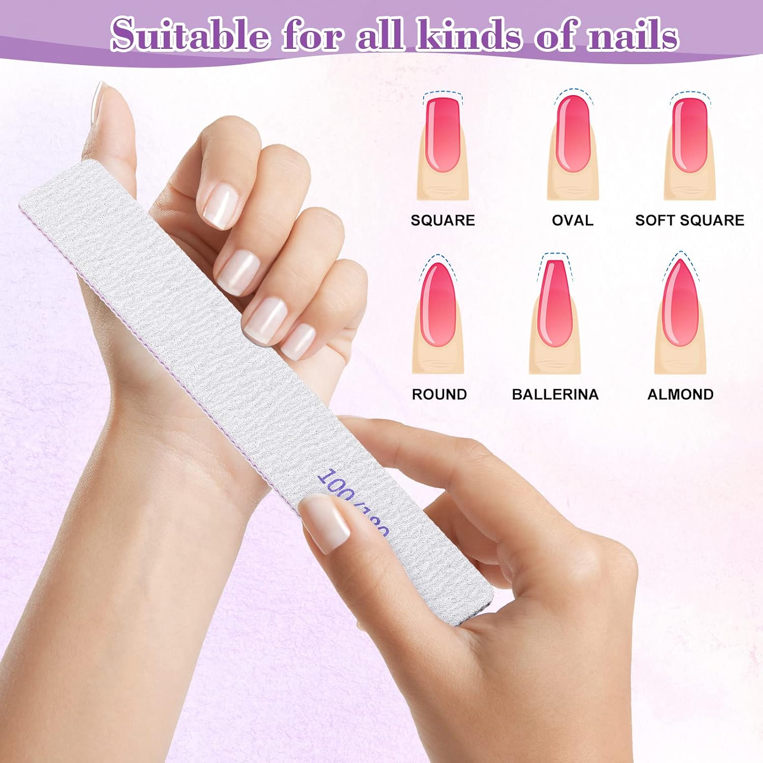Stack of 100/180 grit double-sided emery nail files with rounded corners - 4