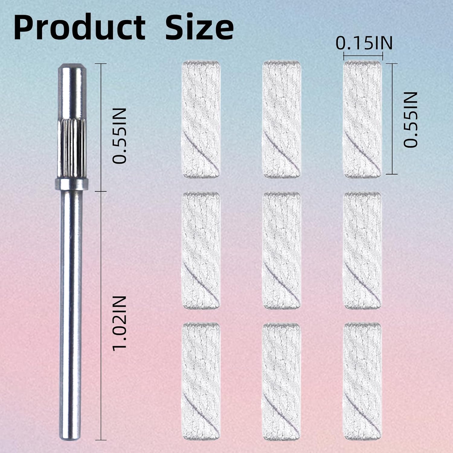 100 white 240 grit mini sanding bands in transparent box with mandrel - 3