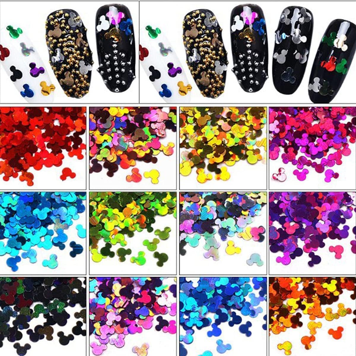 12-color holographic nail glitter sequins in storage box - 3