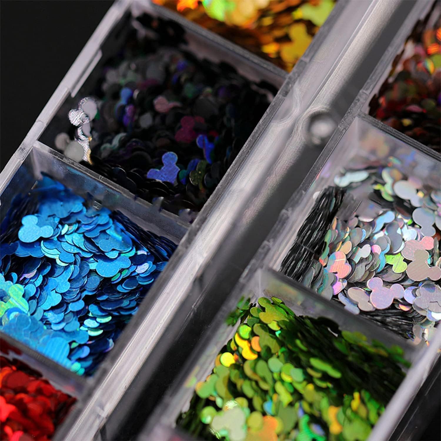 12-color holographic nail glitter sequins in storage box - 4