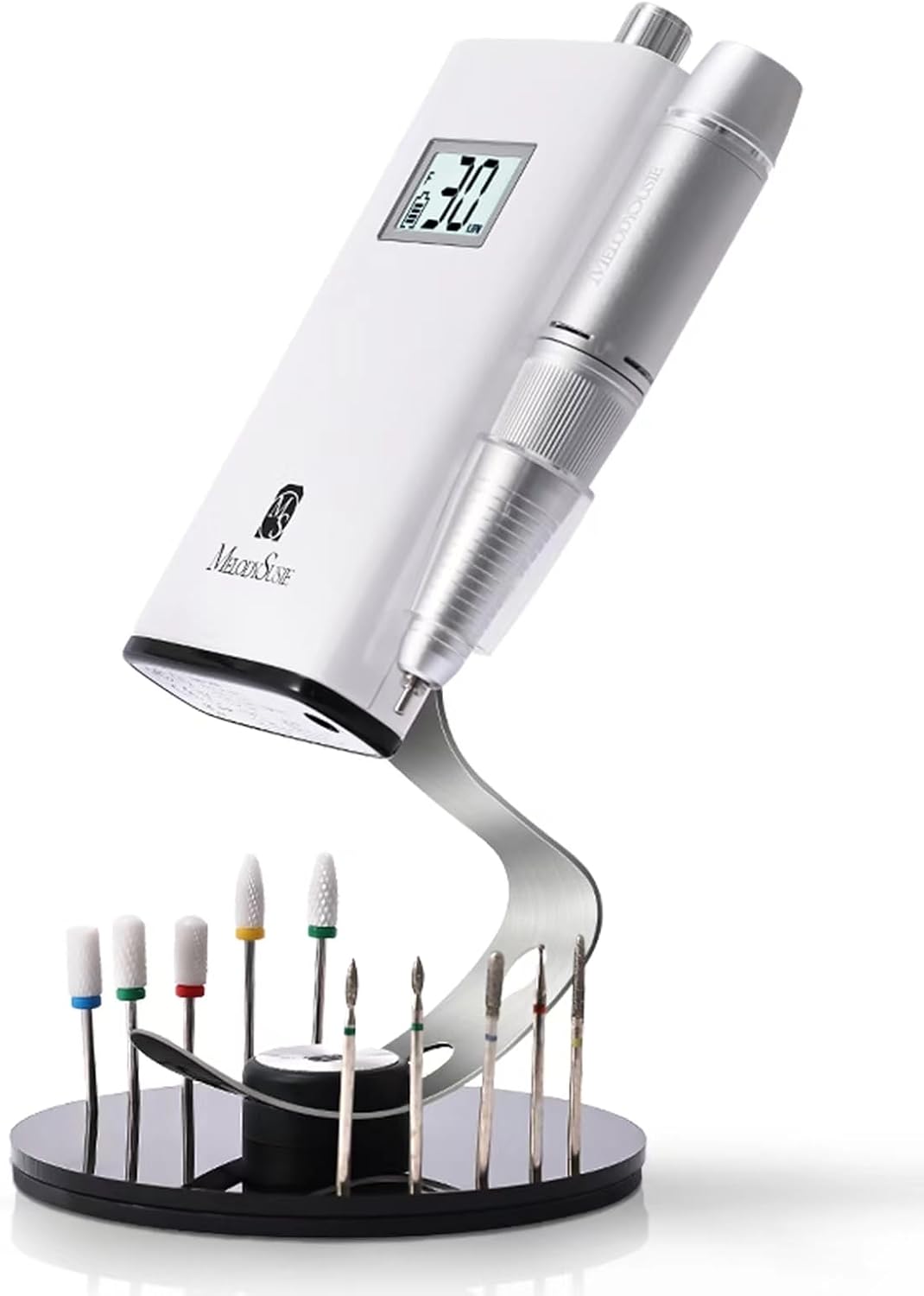 Clip-On Nail Drill Holder: 10-Bit Acrylic Stand