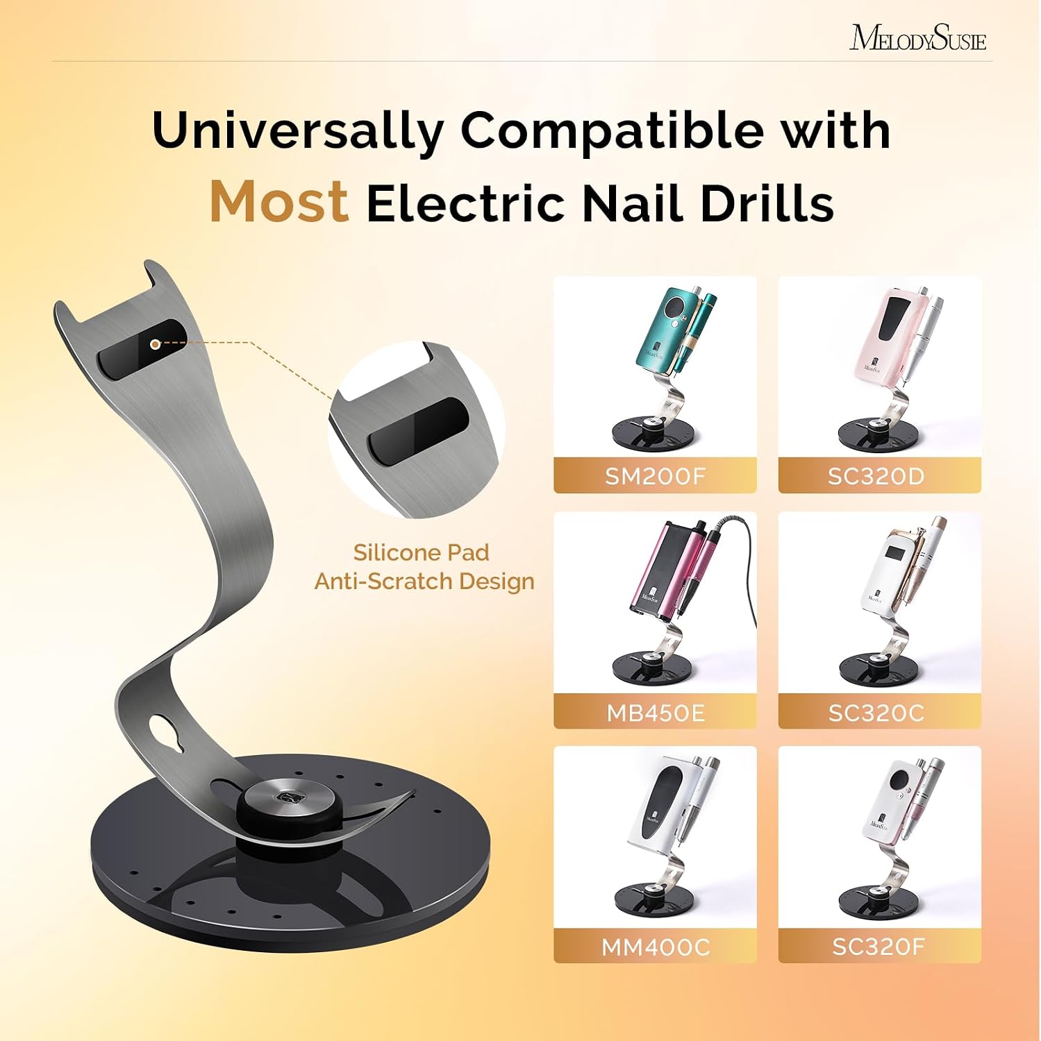 MelodySusie clip-on nail drill holder with acrylic base and 10 bit holes - 4