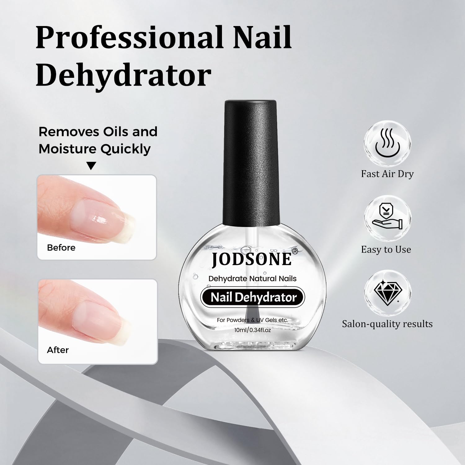 JODSONE two 10ml bottles nail dehydrator and base coat primer - 2