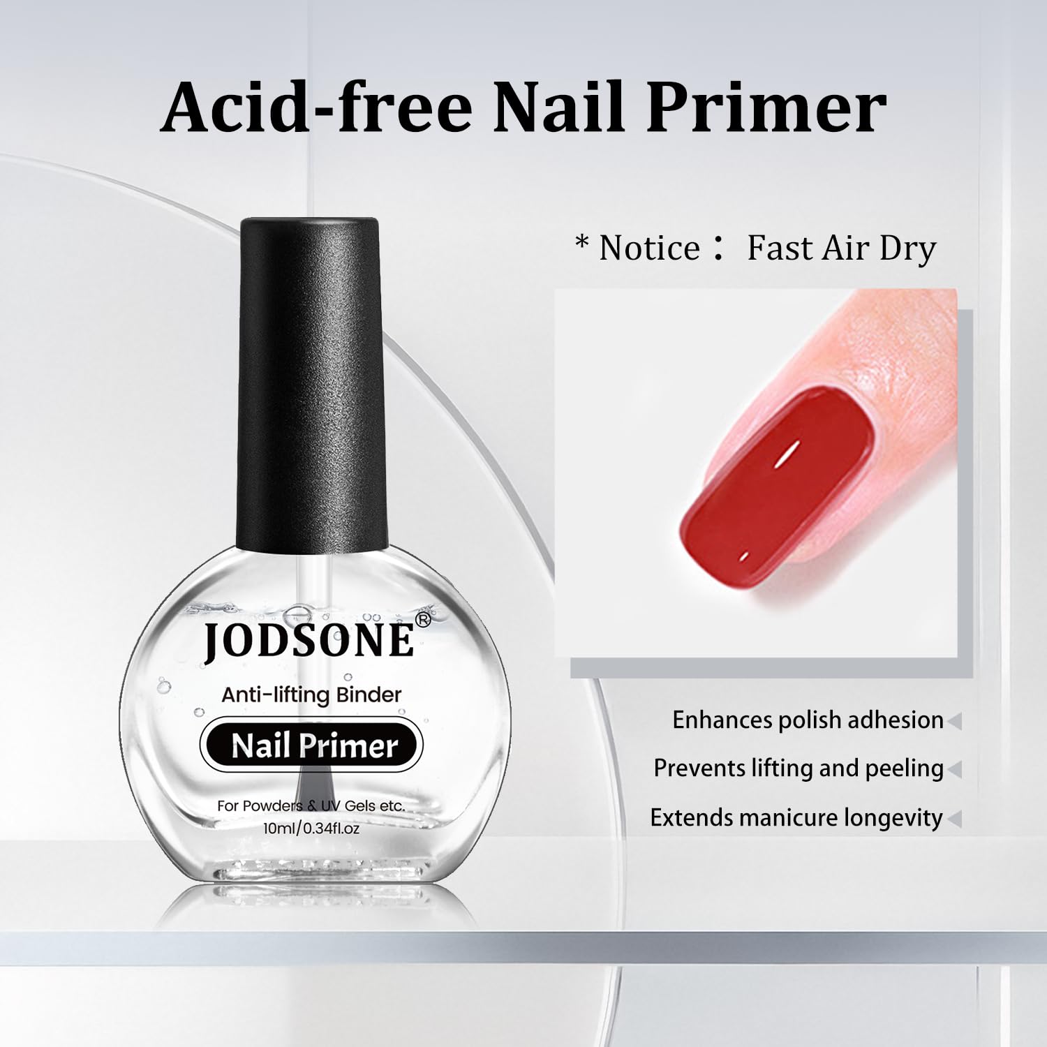 JODSONE two 10ml bottles nail dehydrator and base coat primer - 3