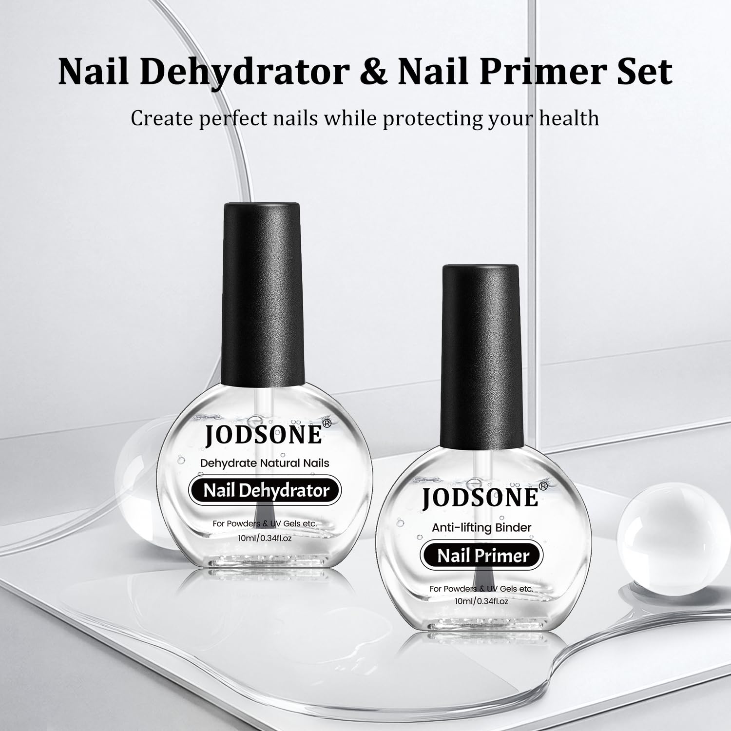 JODSONE two 10ml bottles nail dehydrator and base coat primer - 4