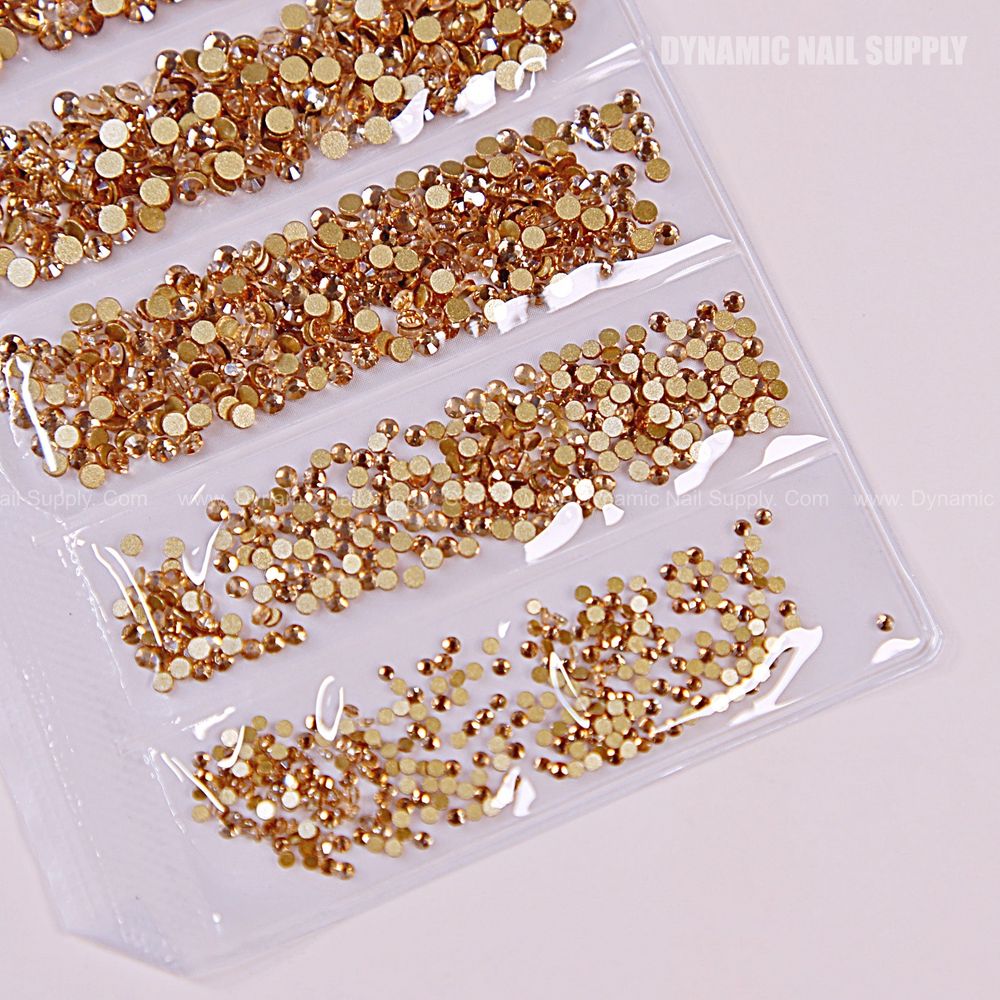gold flat back rhinestones mixed sizes - 2