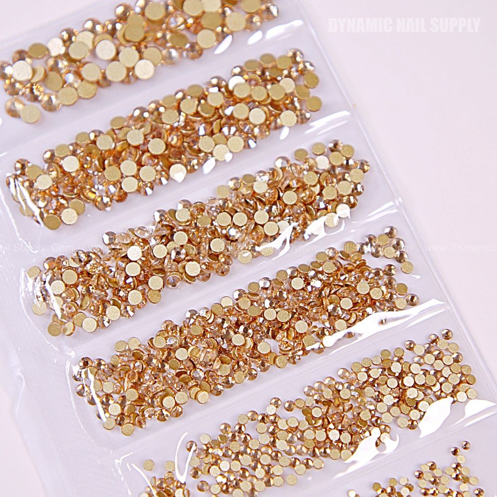 gold flat back rhinestones mixed sizes - 3