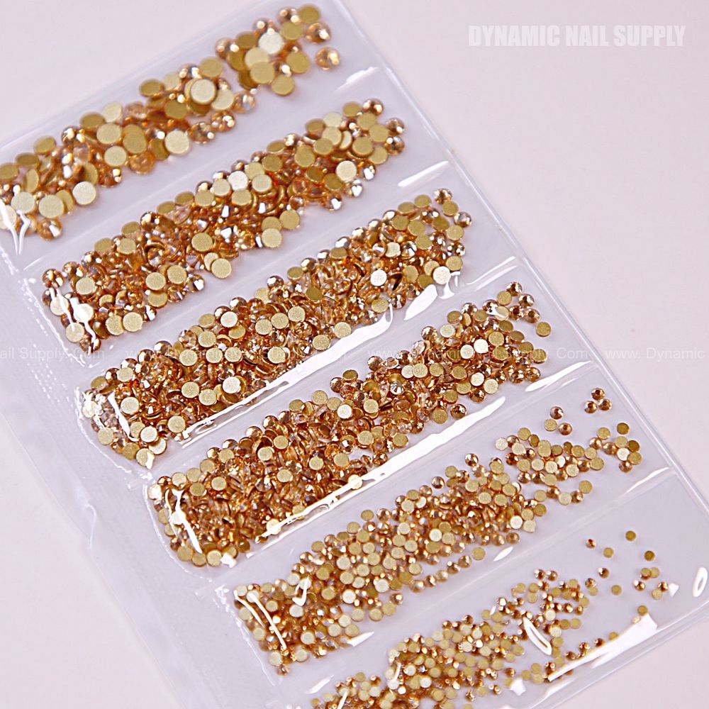 gold flat back rhinestones mixed sizes - 4