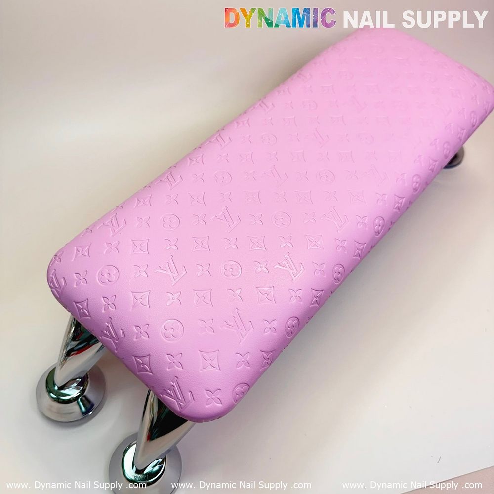 pink LV embossed leather armrest - 8