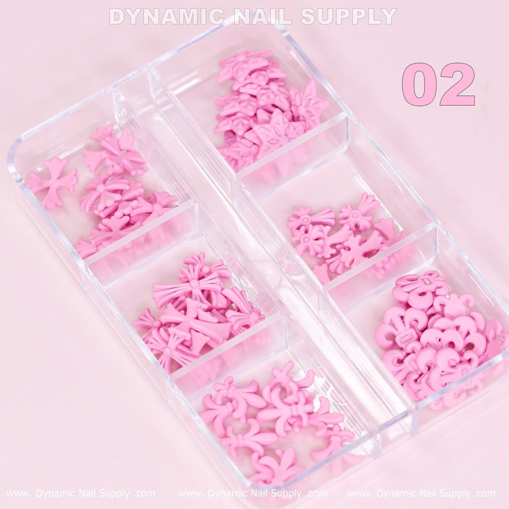 matte pink cross and heart charms - 4