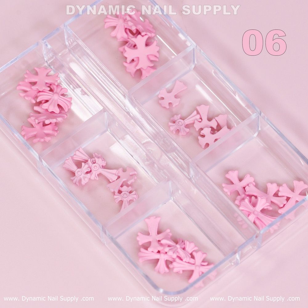 matte pink cross and heart charms - 9