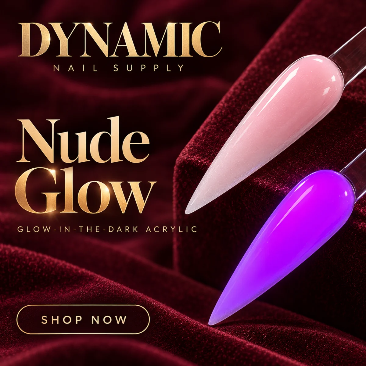 Nude Glow glow-in-the-dark acrylic swatches