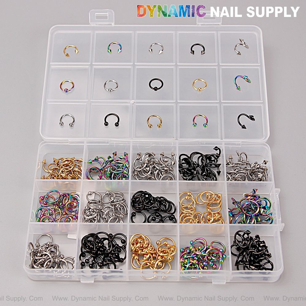 Piercing Nail Charms Set: Alloy Punk Box for Salons