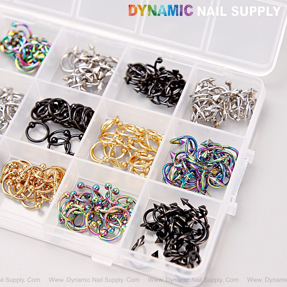 mixed-metal nail charm set - 3