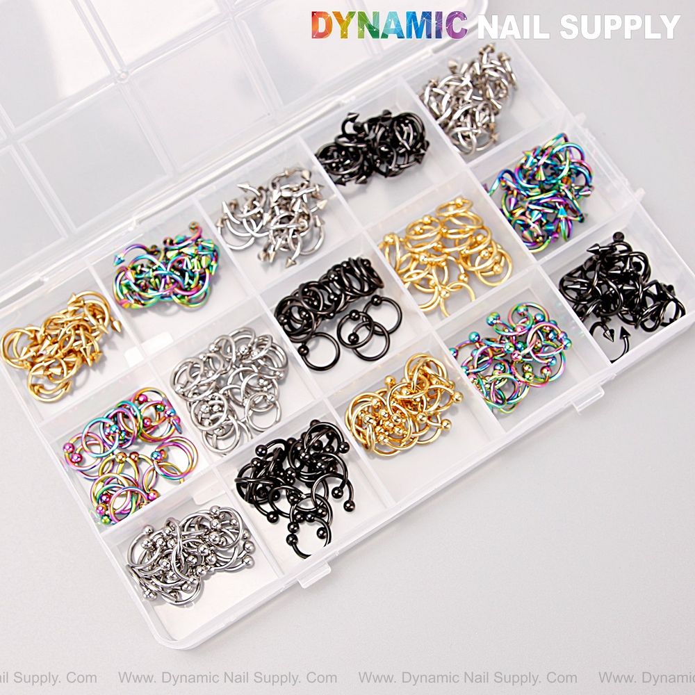 mixed-metal nail charm set - 4