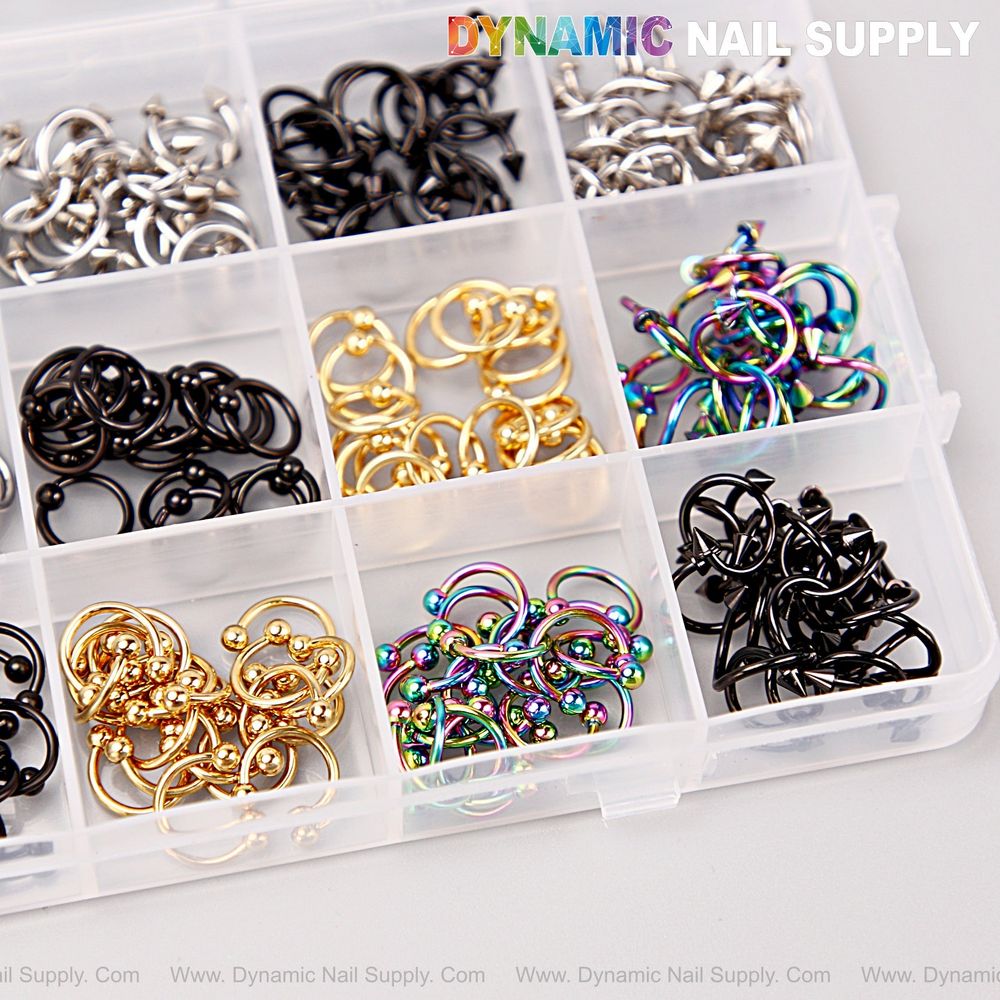 mixed-metal nail charm set - 7