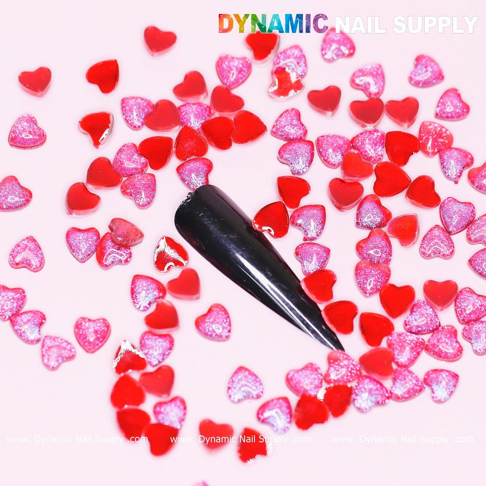 red resin heart nail charms - 10