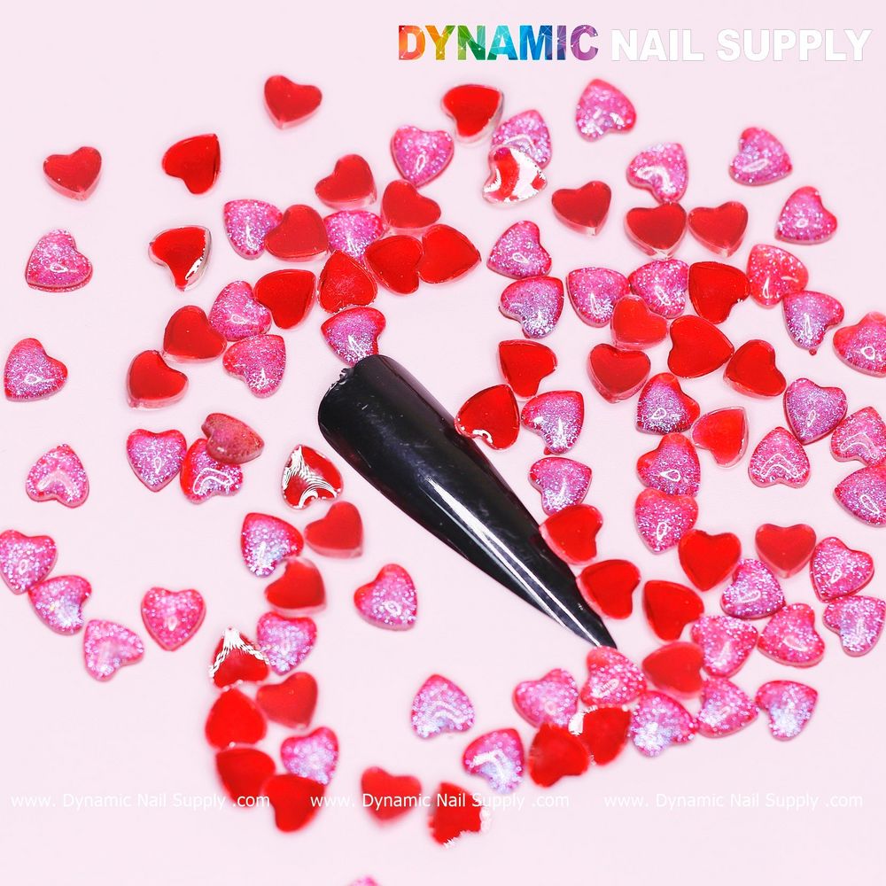 red resin heart nail charms - 11