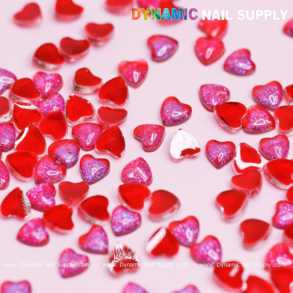 red resin heart nail charms - 2