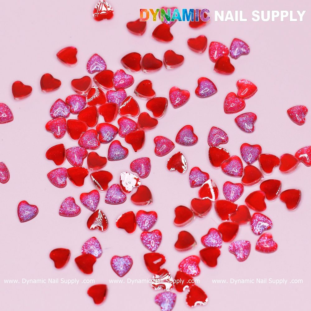 red resin heart nail charms - 3