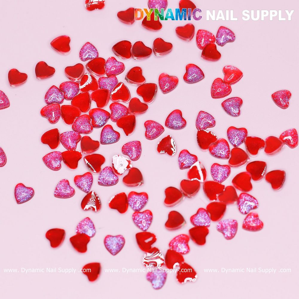 red resin heart nail charms - 4