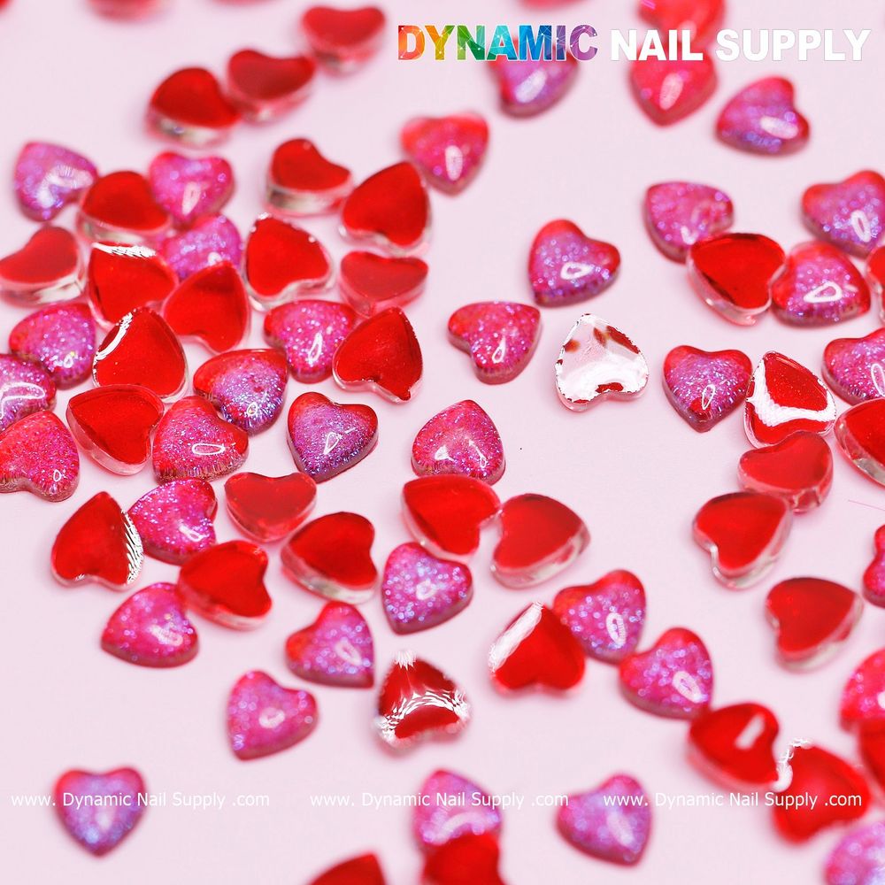 red resin heart nail charms - 5