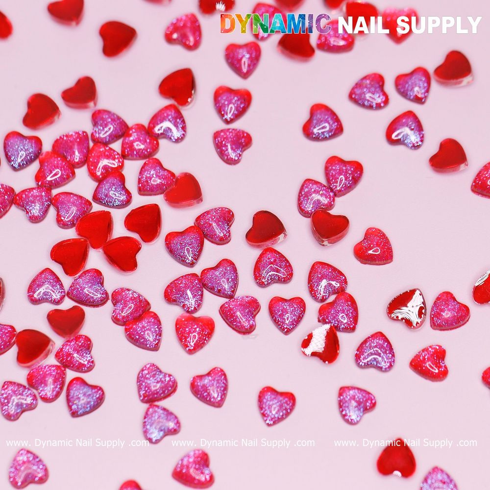 red resin heart nail charms - 6