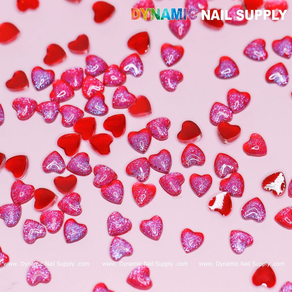 red resin heart nail charms - 7