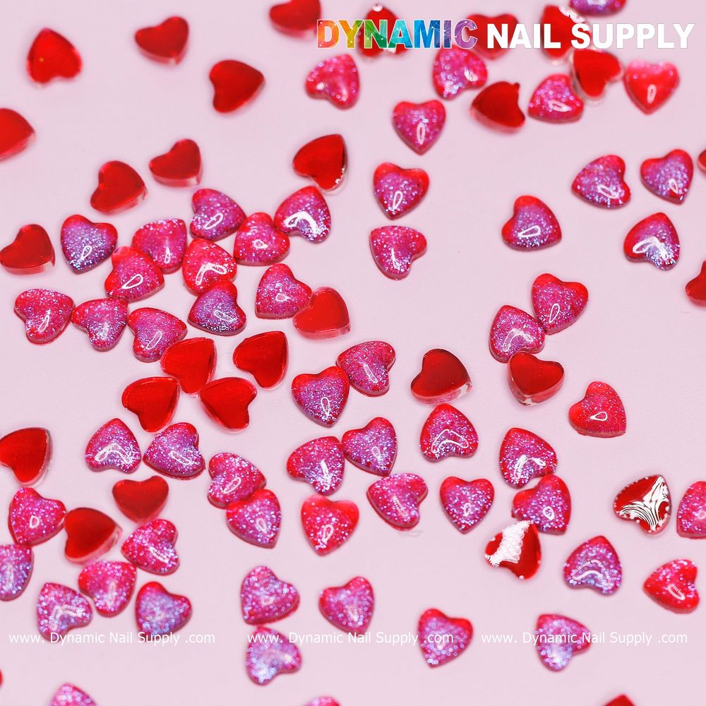red resin heart nail charms - 8