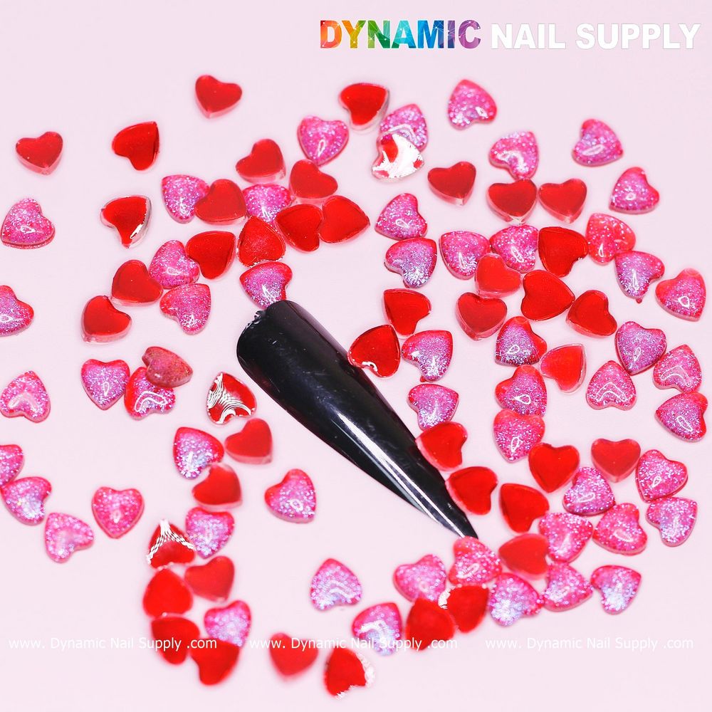 red resin heart nail charms - 9