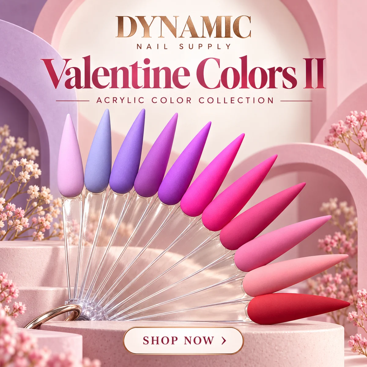 Valentine Colors II acrylic color collection in pink, purple and red