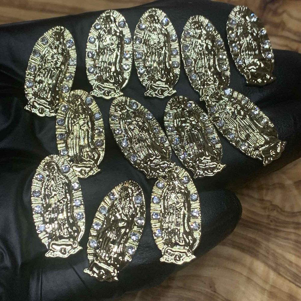 Gold Virgin Mary nail charms set - 3