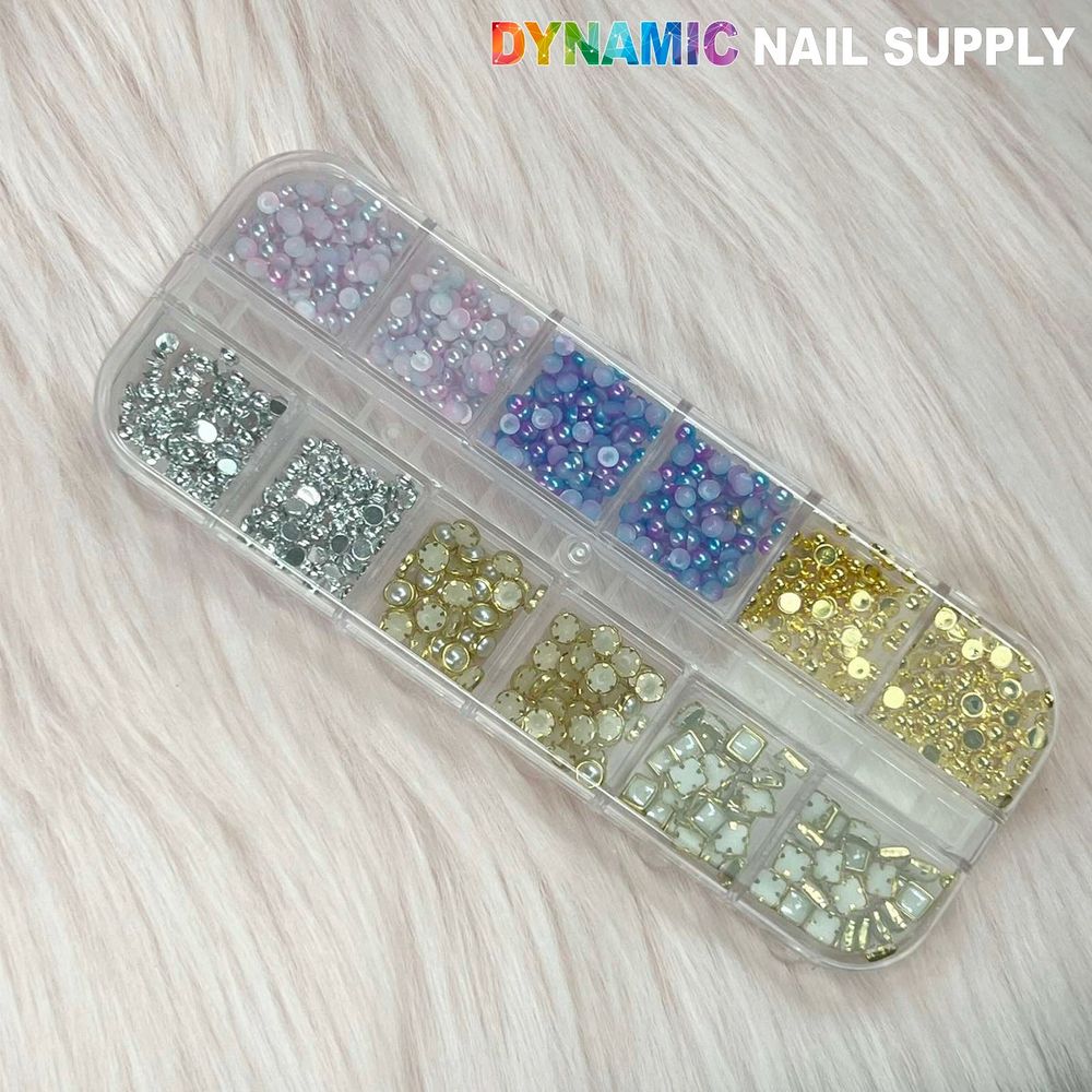 white pearl gold silver beads case - 2