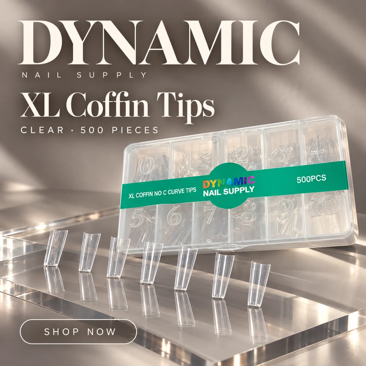 XL coffin clear nail tips 500 pieces